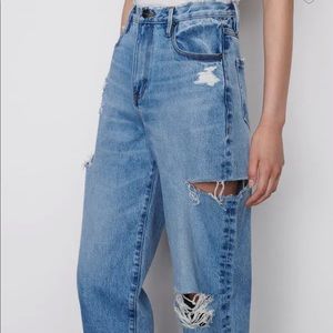 Frame Denim Ultra High Rise Barrel Napa Rips